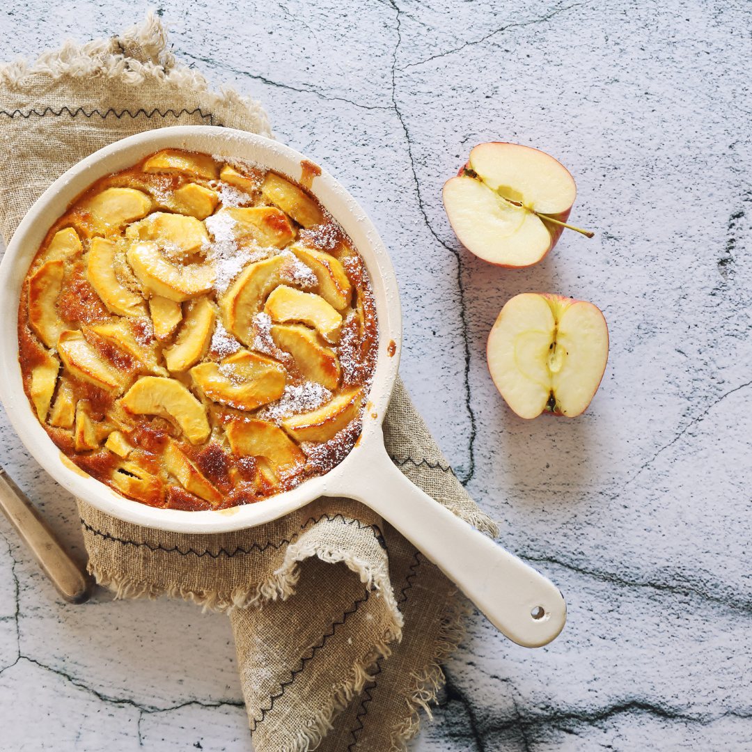 Apple and jam clafoutis